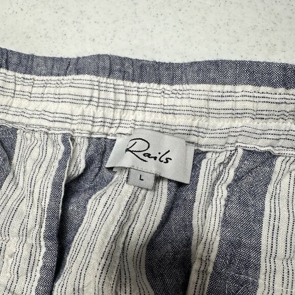 Rails Pants Womens Large Agnes Linen Blend Ankle White Blue Stripes Coastal EUC - Picture 10 of 14